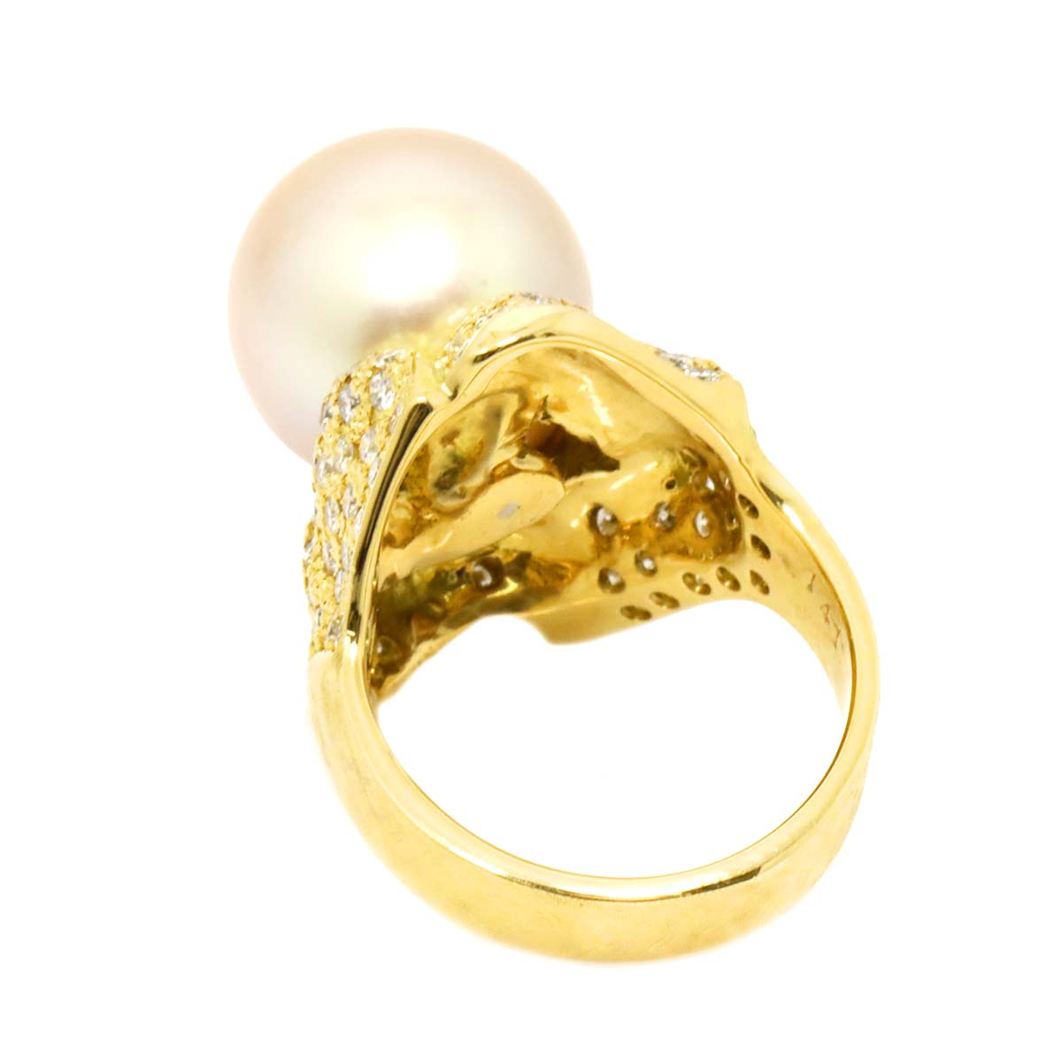South Sea pearl 13.2mm Diamond 1.41ct Ring 18K YG 750 size5.75-6(US)