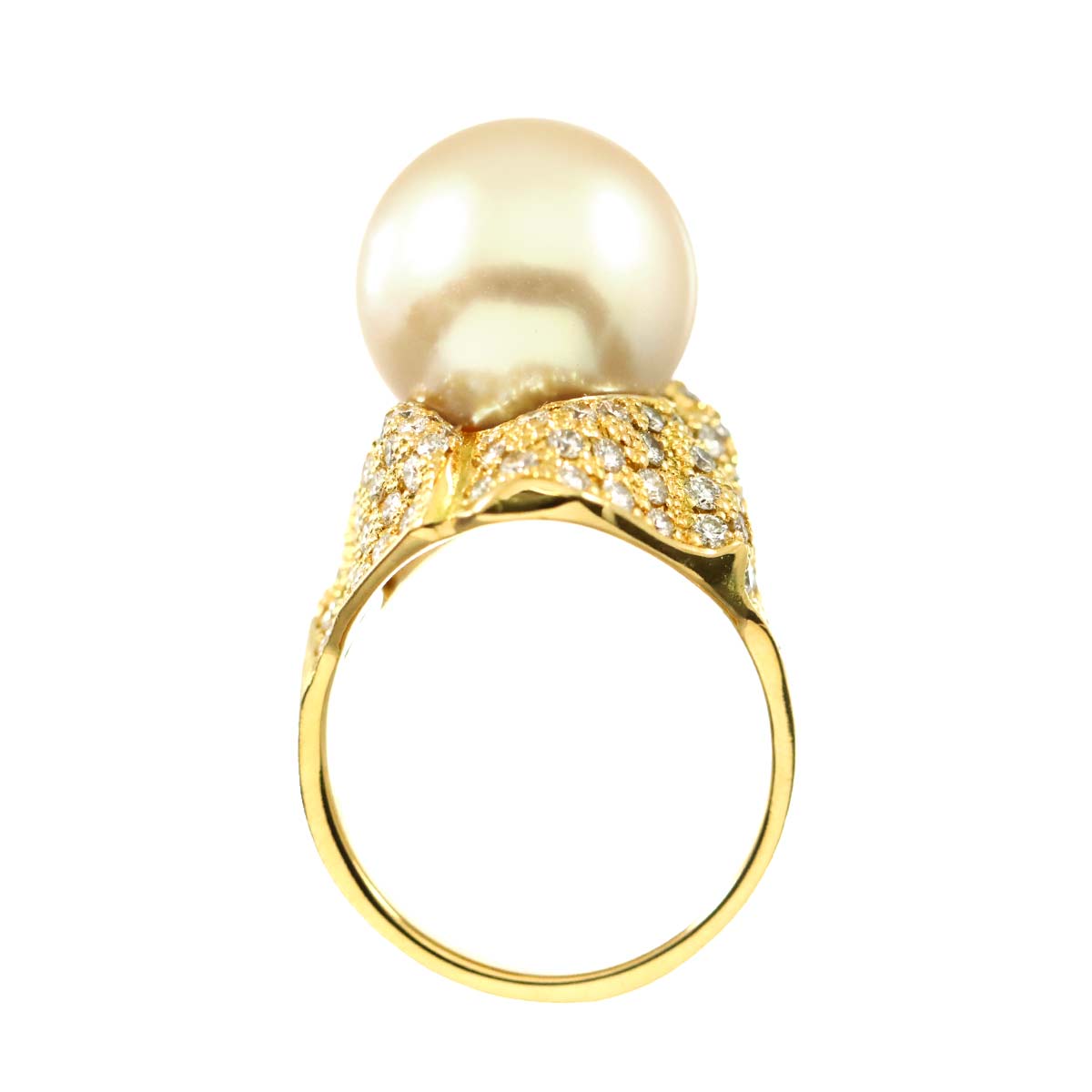 South Sea pearl 13.2mm Diamond 1.41ct Ring 18K YG 750 size5.75-6(US)