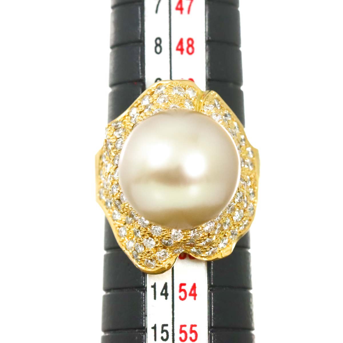 South Sea pearl 13.2mm Diamond 1.41ct Ring 18K YG 750 size5.75-6(US)