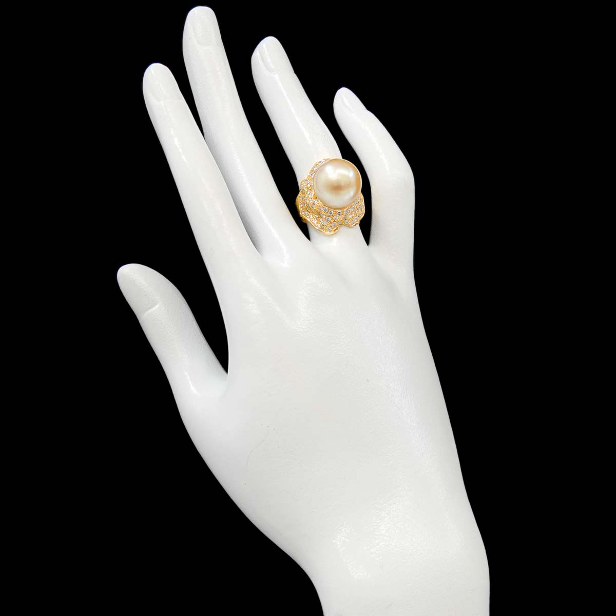 South Sea pearl 13.2mm Diamond 1.41ct Ring 18K YG 750 size5.75-6(US)