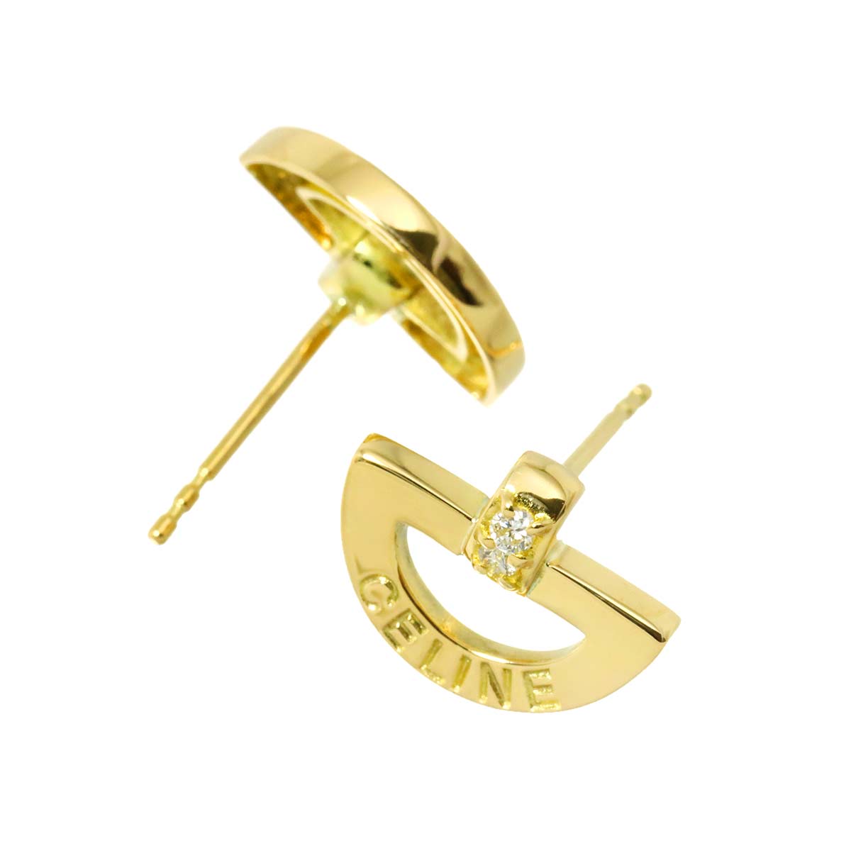 Diamond 0.03ct/0.03ct Earrings Pierced 18K K18 YG 750