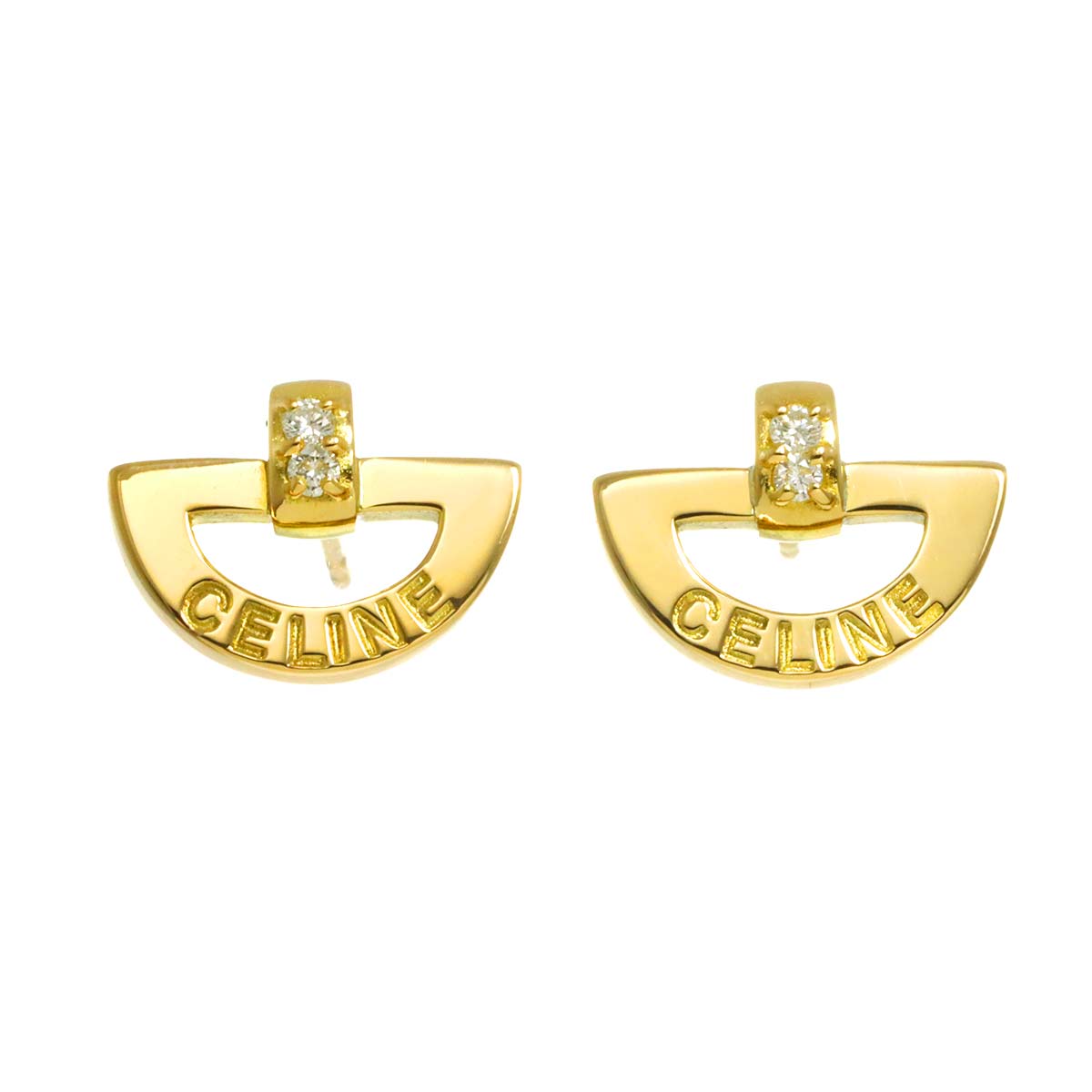 Diamond 0.03ct/0.03ct Earrings Pierced 18K K18 YG 750