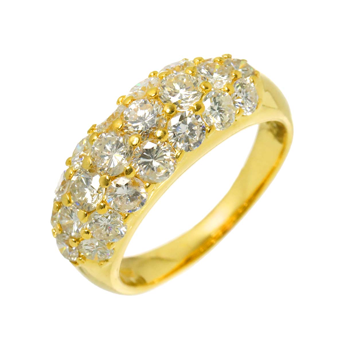 Diamond 2.415ct Ring 18K YG Yellow Gold 750 Size5.75-6(US)