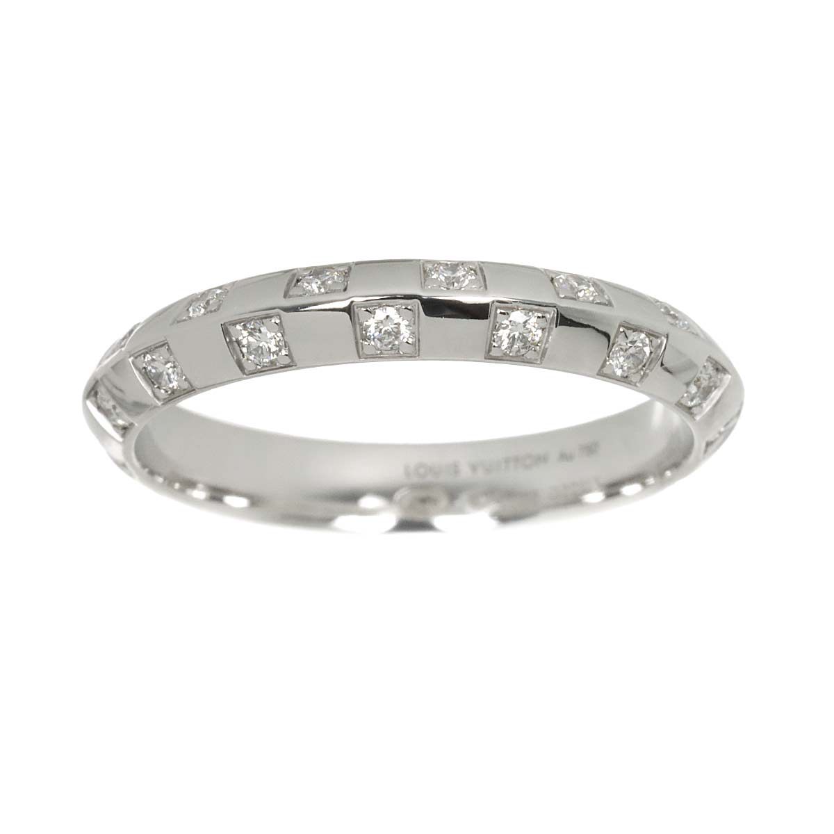 Damier Diamond Ring 18K WG 750 size56 7.25-7.5(US)