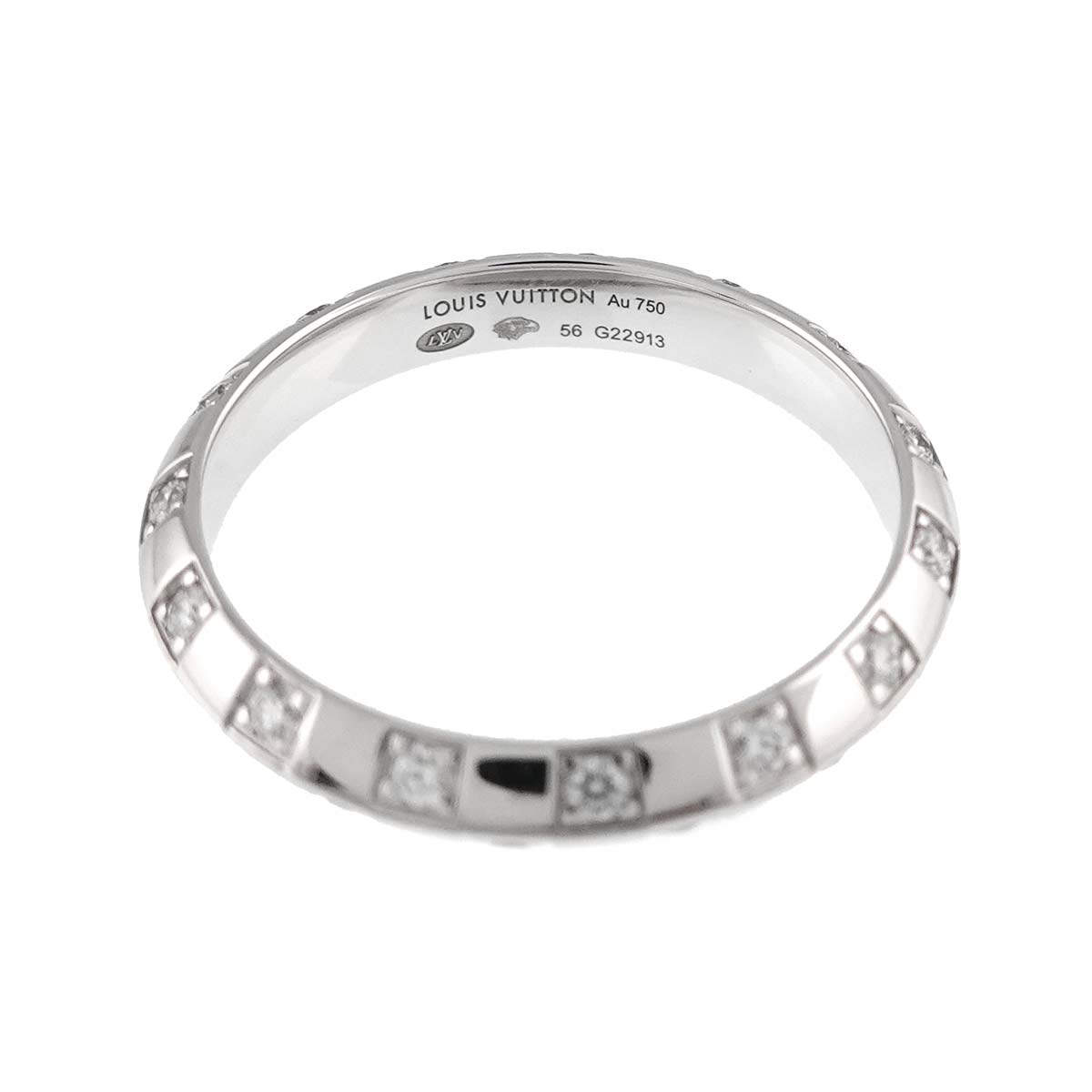 Damier Diamond Ring 18K WG 750 size56 7.25-7.5(US)