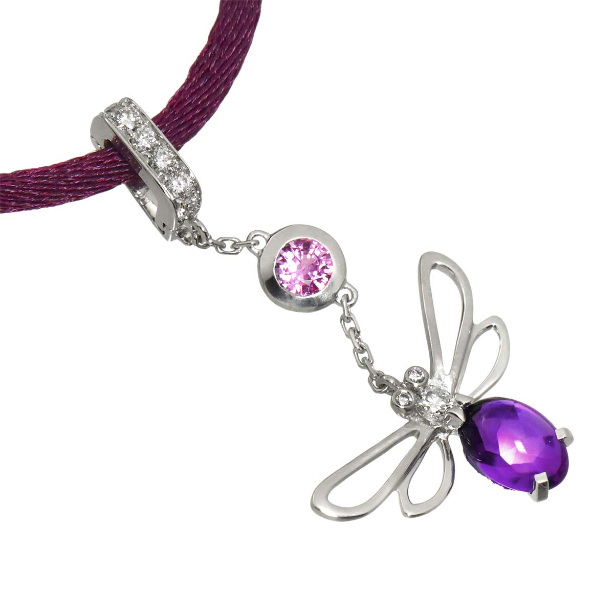 Attrapmore Amethyst Sapphire Diamond Necklace 18K WG 750