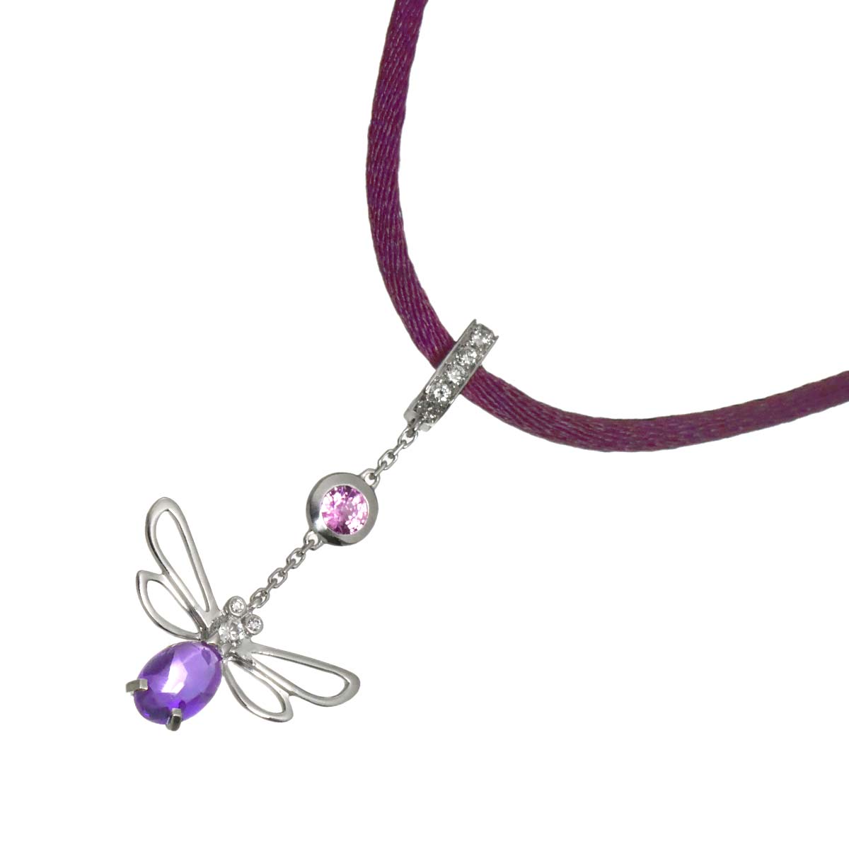 Attrapmore Amethyst Sapphire Diamond Necklace 18K WG 750