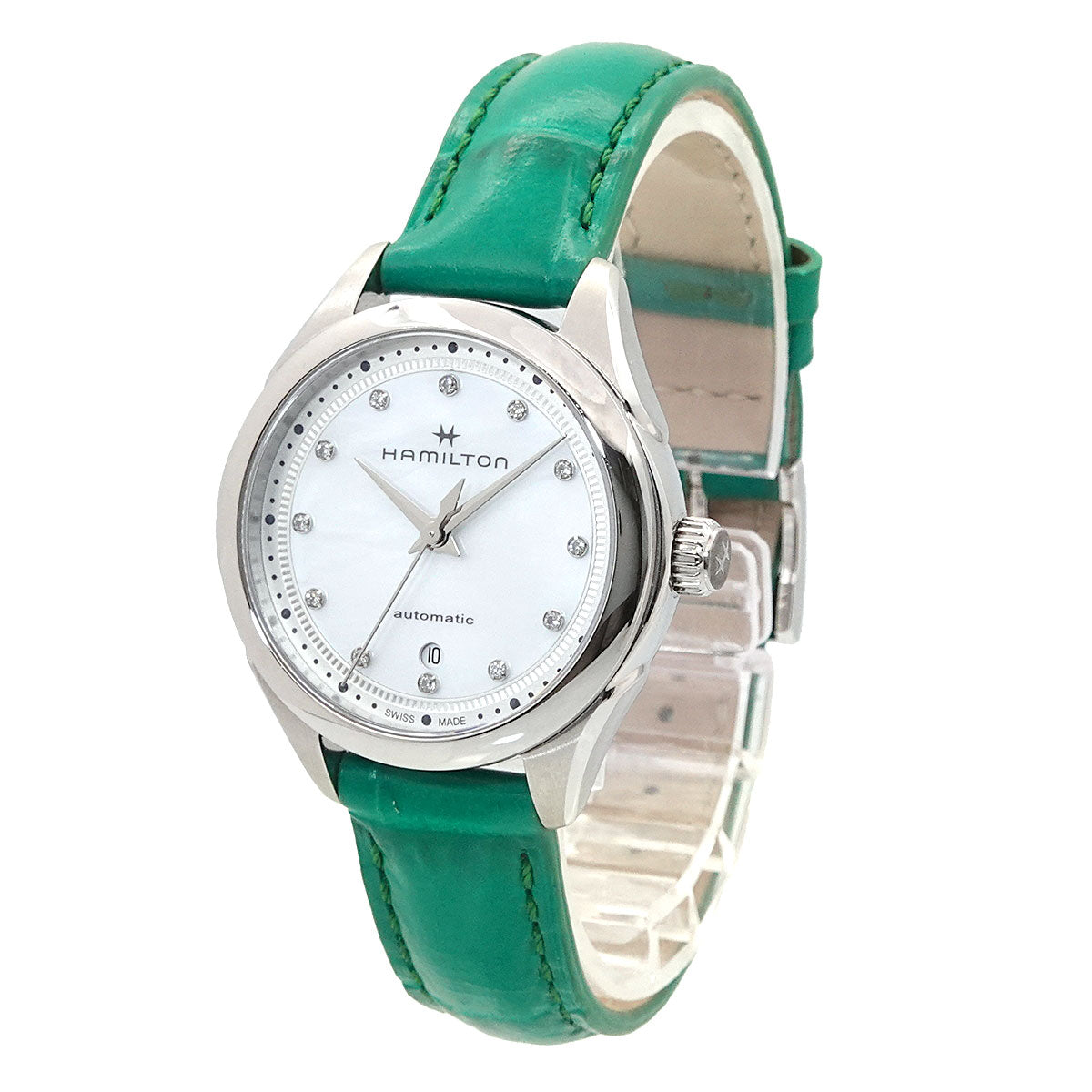 Jazzmaster Lady H322750 12P Diamond Automatic White Shell