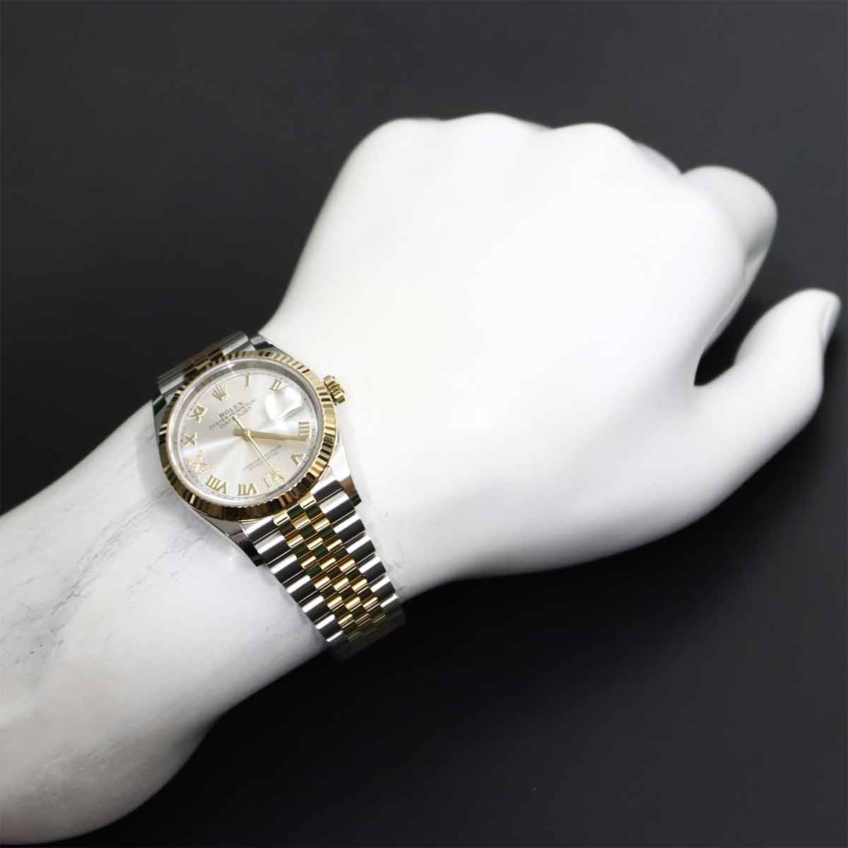 Datejust 126233 Serial Random Silver Dial Diamond K18YG Mens