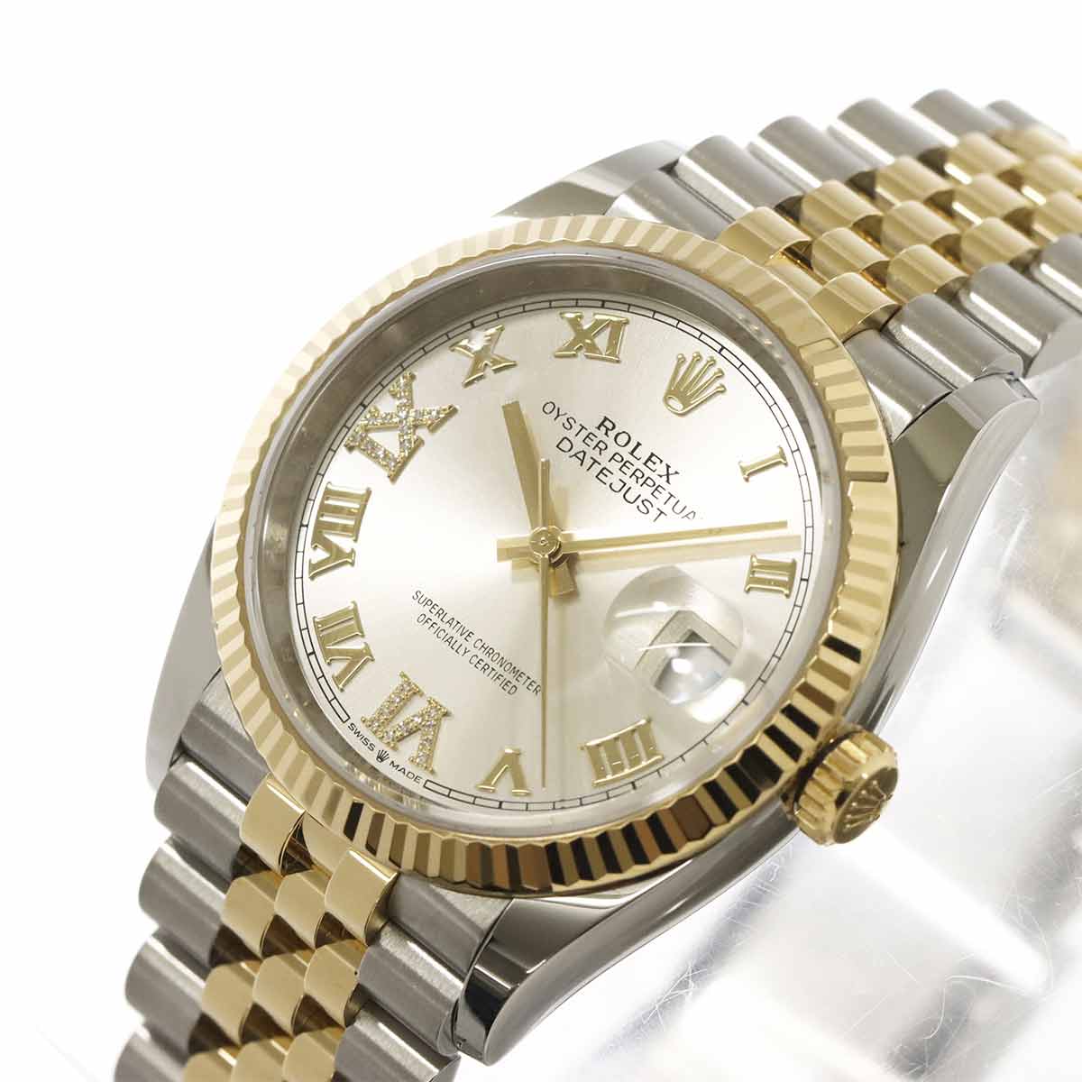 Datejust 126233 Serial Random Silver Dial Diamond K18YG Mens