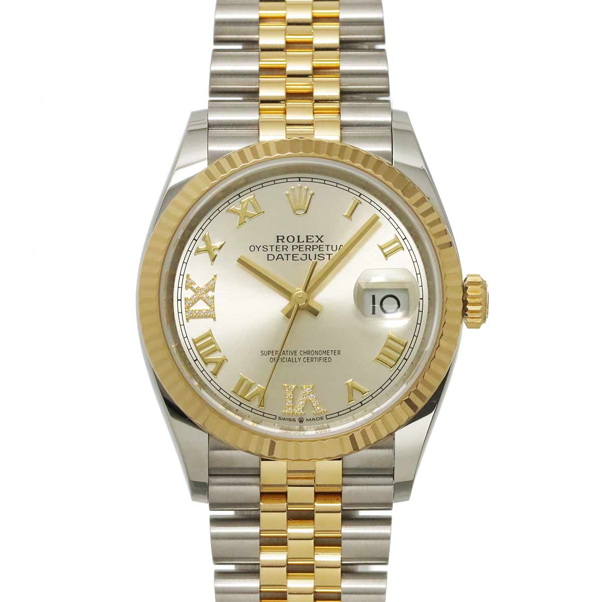 Datejust 126233 Serial Random Silver Dial Diamond K18YG Mens