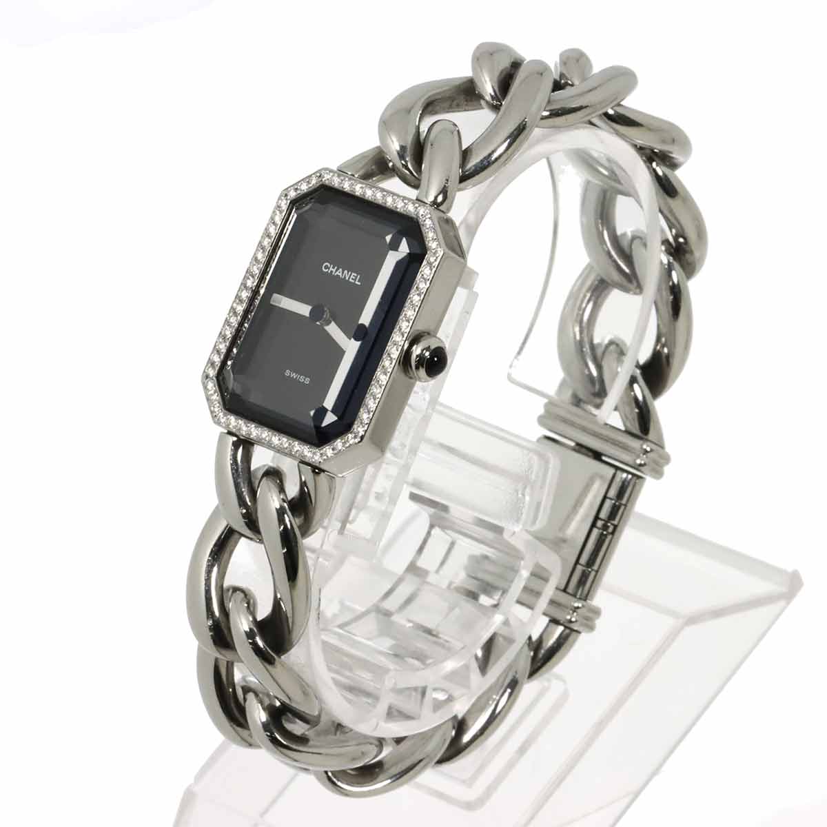 Premiere Size L H0495 Diamond bezel Quartz Black Dial Ladies