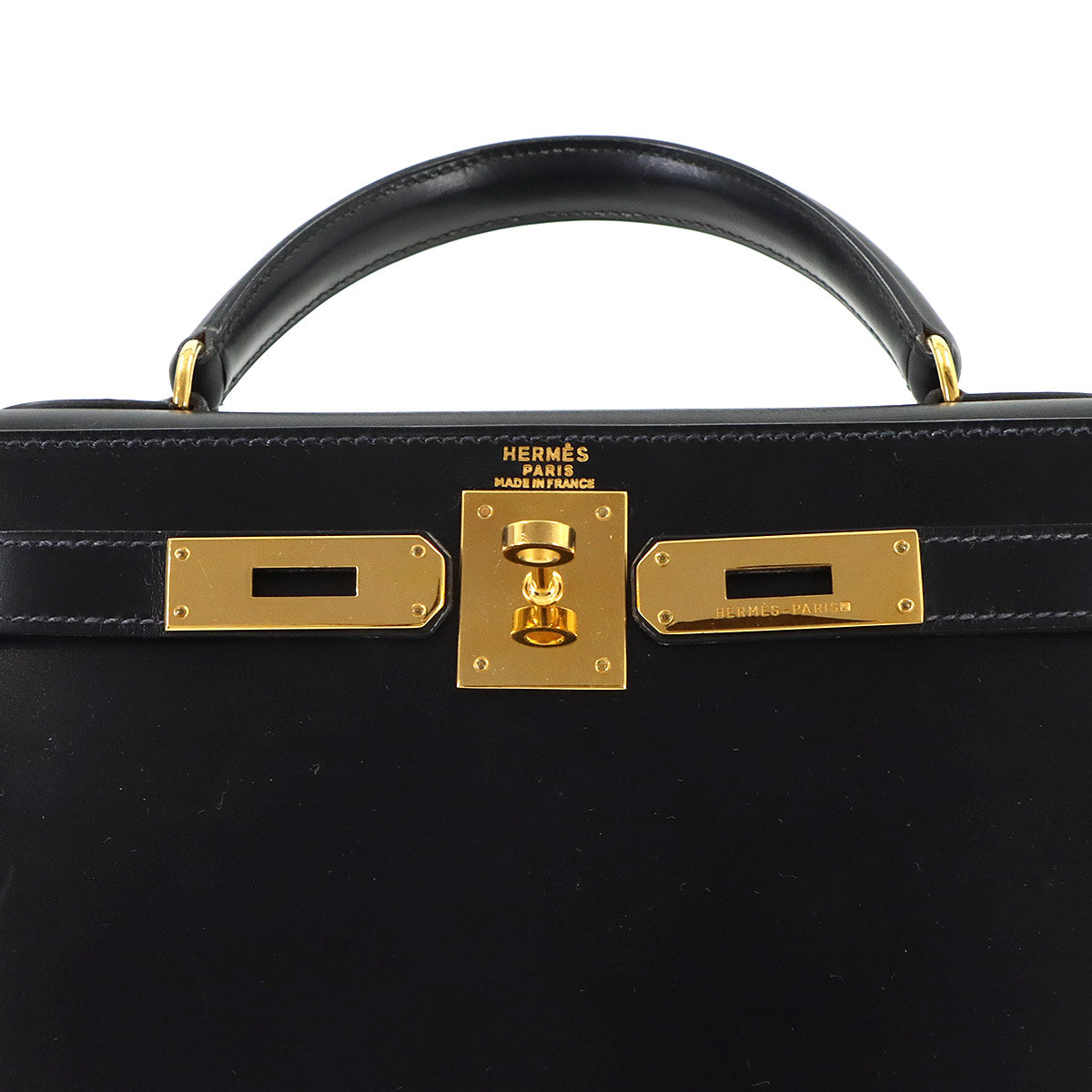 Kelly 28 Box carf Black 2way Hand Shoulder Bag Purse