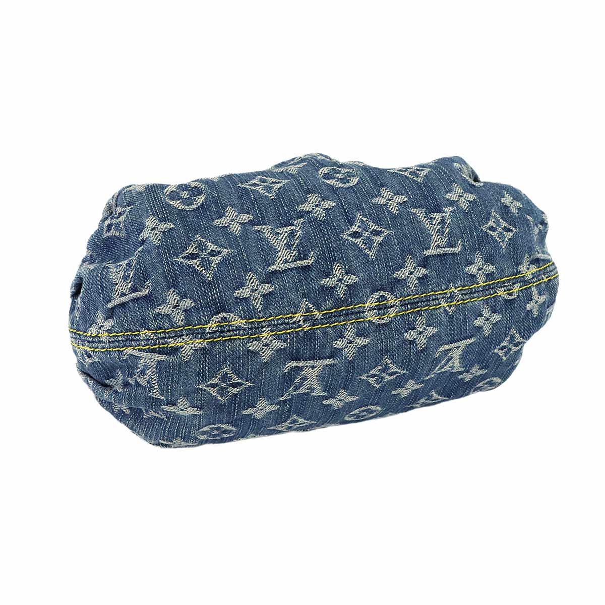 Monogram Denim Pleaty Hand Bag Canvas Blue M95020