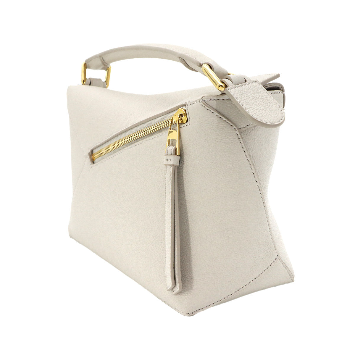 Pazzle Edge Bag Small Hand Shoulder Bag Leather Light gray