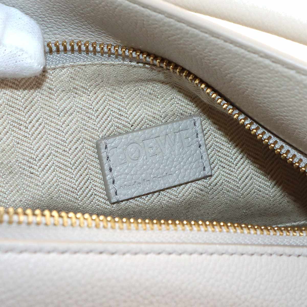 Pazzle Edge Bag Small Hand Shoulder Bag Leather Light gray