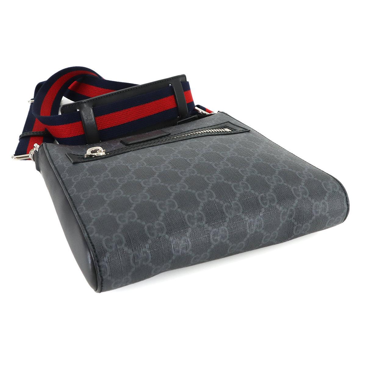 GG Supreme Small Messenger Shoulder Bag Gray Black 523599