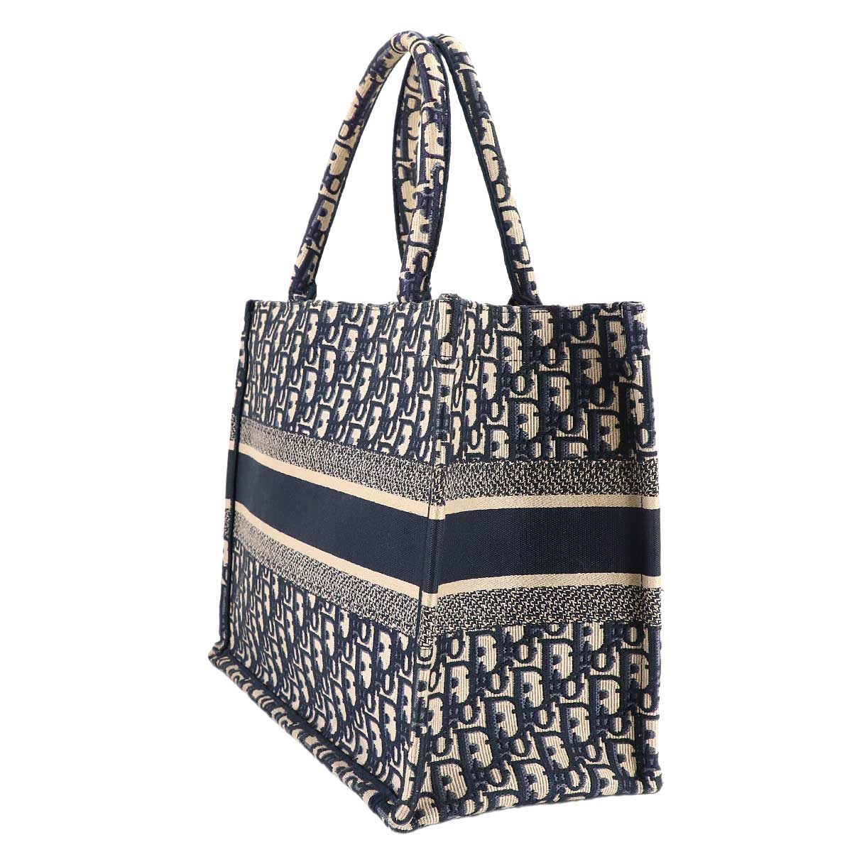 Oblique Book Tote Medium Bag Canvas Navy M1296ZRIW
