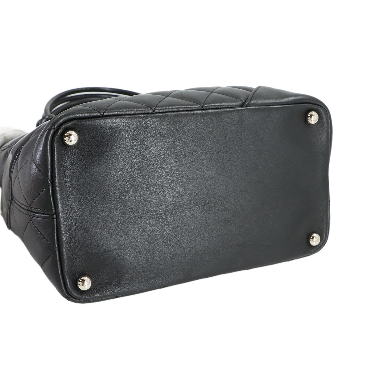 Cambon Line Medium Tote Bag Leather Enamel Black A25167 Purse
