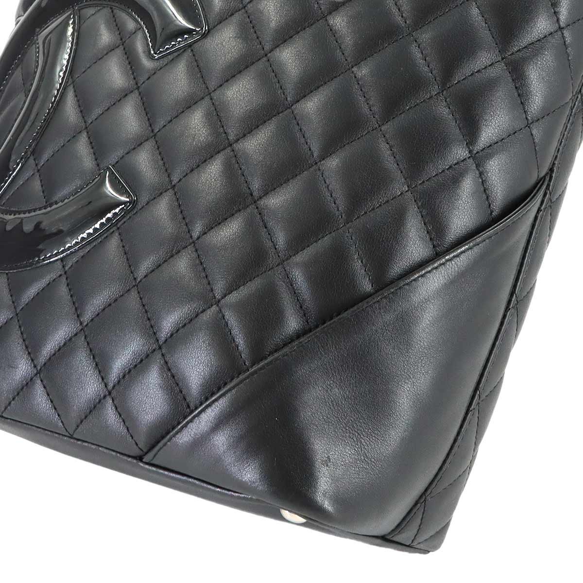 Cambon Line Medium Tote Bag Leather Enamel Black A25167 Purse