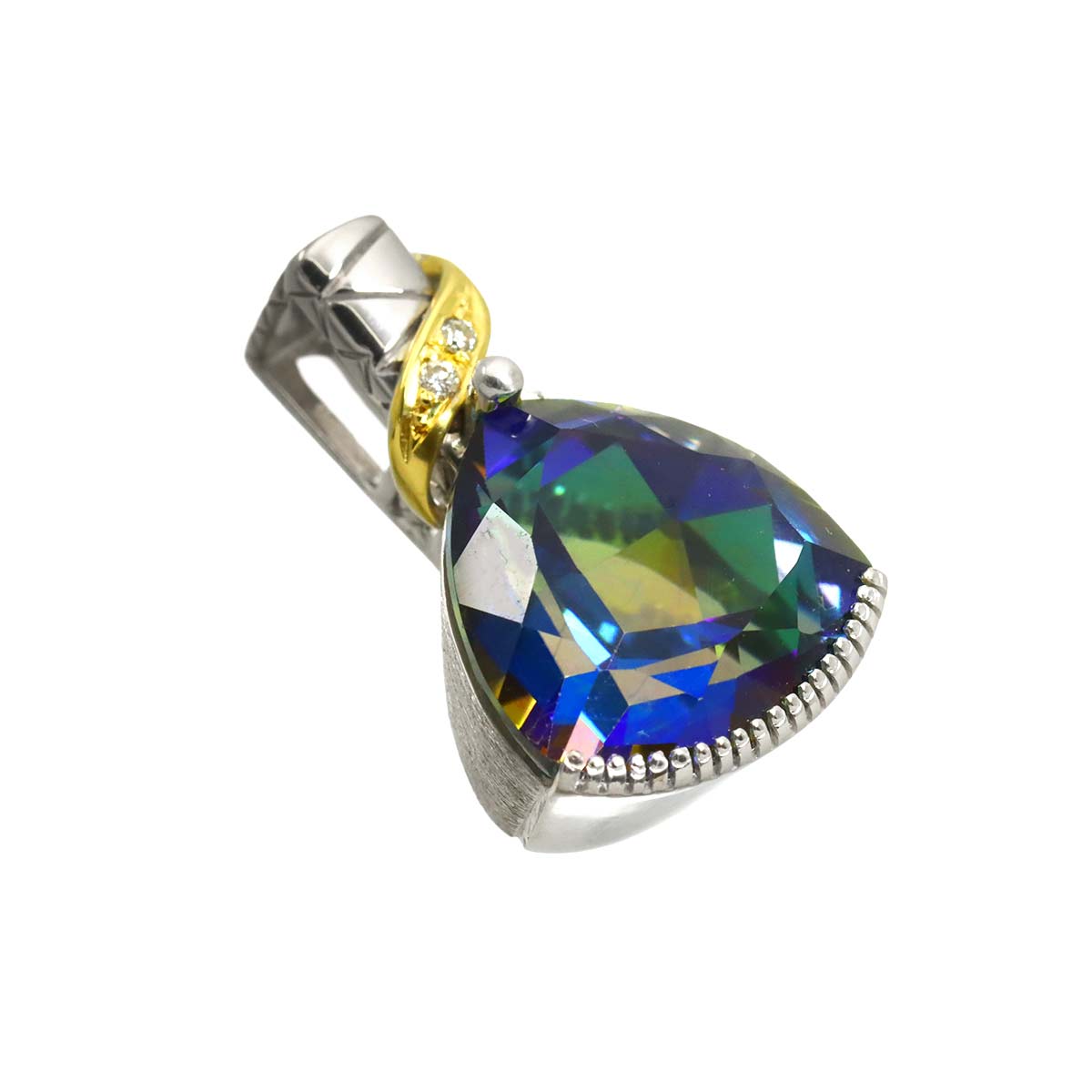 Topaz 11.74ct Diamond 0.02ct Pendant Top 18K WG YG 750