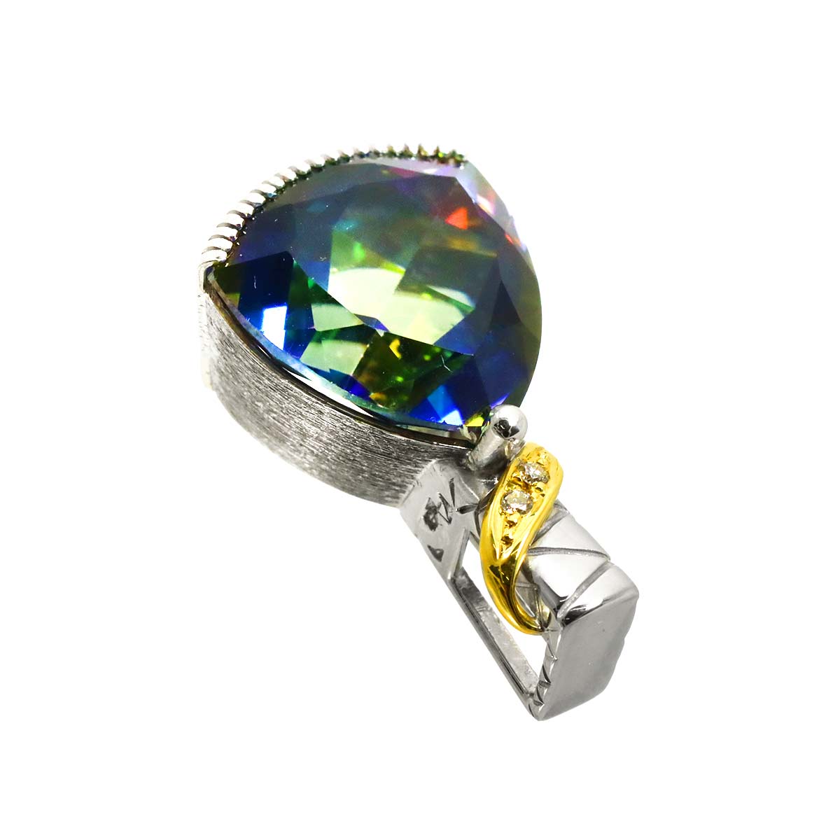 Topaz 11.74ct Diamond 0.02ct Pendant Top 18K WG YG 750