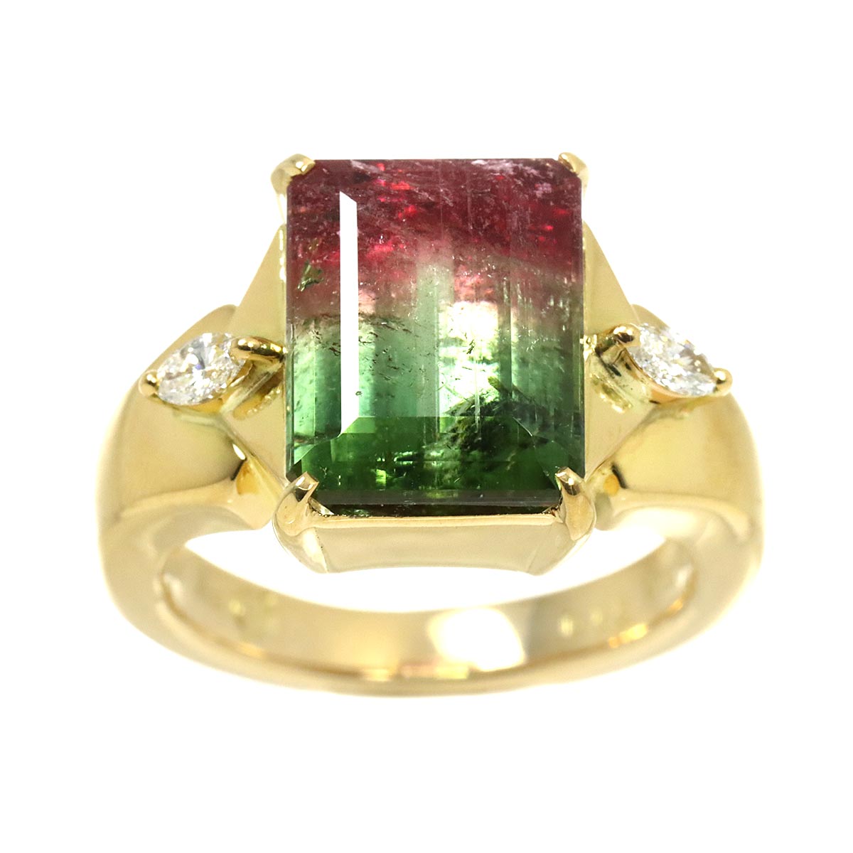 Tourmaline 6.55ct Diamond 0.16ct Ring 18K YG 750 Size6-6.25(US)