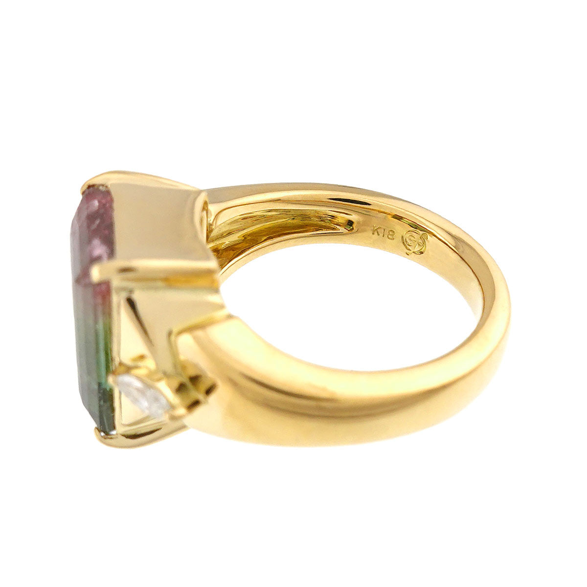 Tourmaline 6.55ct Diamond 0.16ct Ring 18K YG 750 Size6-6.25(US)