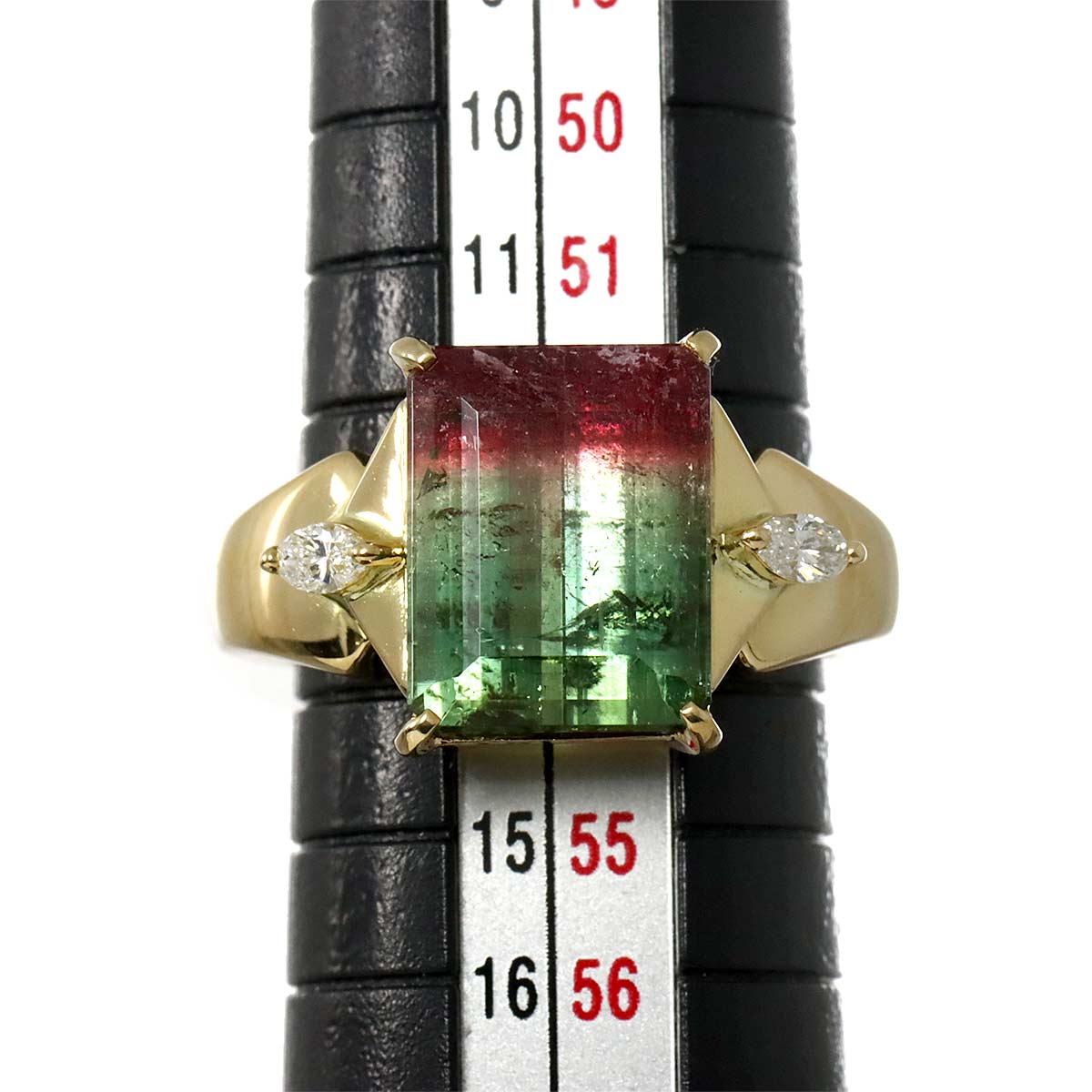 Tourmaline 6.55ct Diamond 0.16ct Ring 18K YG 750 Size6-6.25(US)