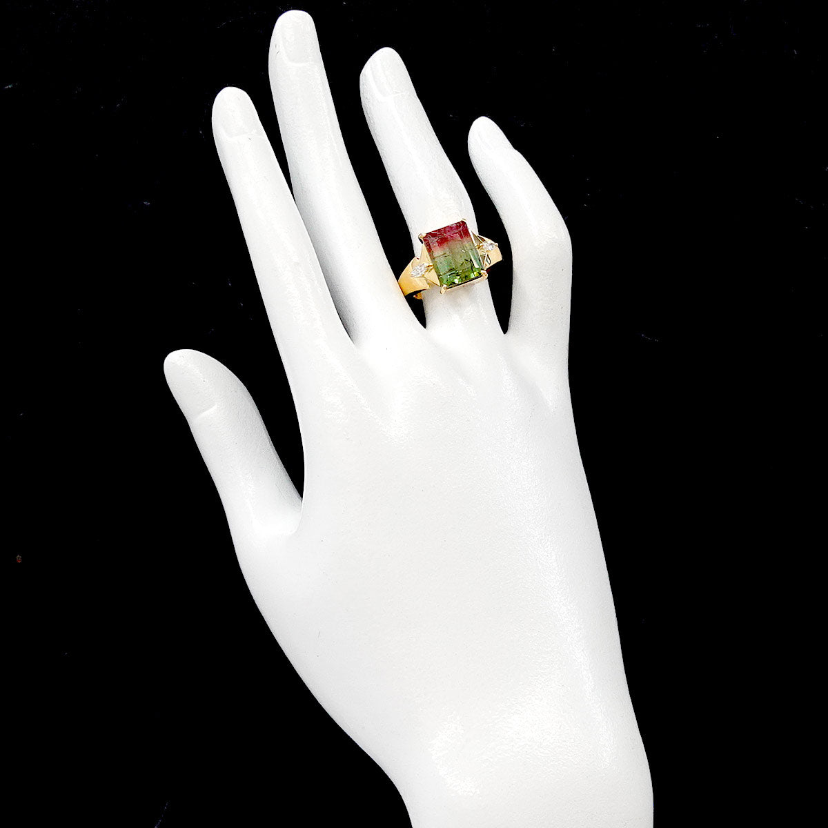 Tourmaline 6.55ct Diamond 0.16ct Ring 18K YG 750 Size6-6.25(US)