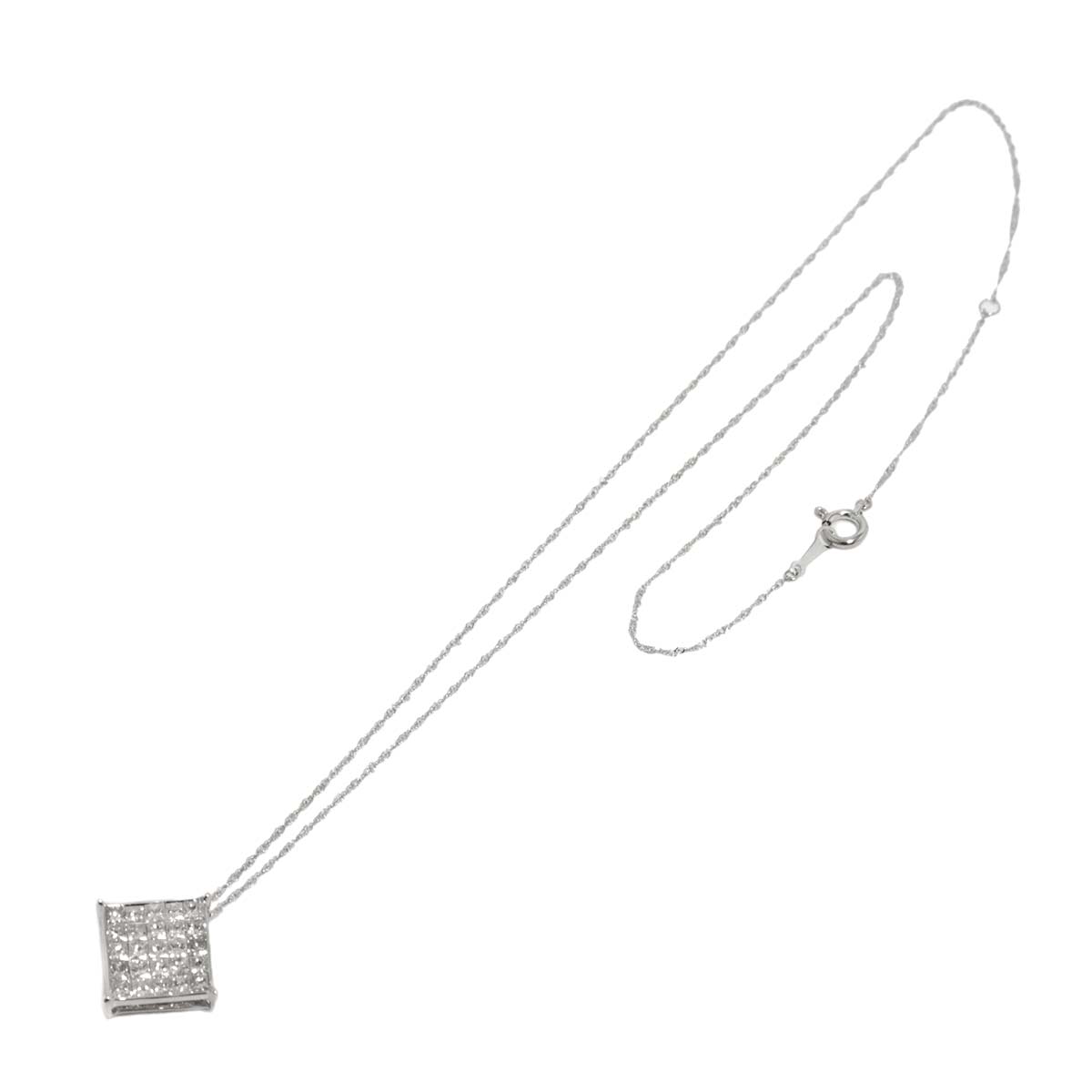 Diamond 1.00ct Necklace 18K WG White Gold 750