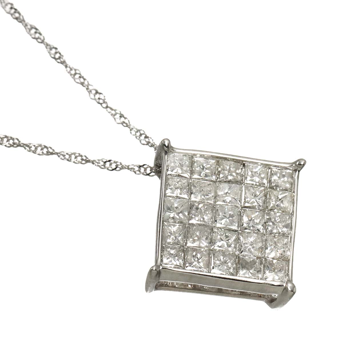 Diamond 1.00ct Necklace 18K WG White Gold 750