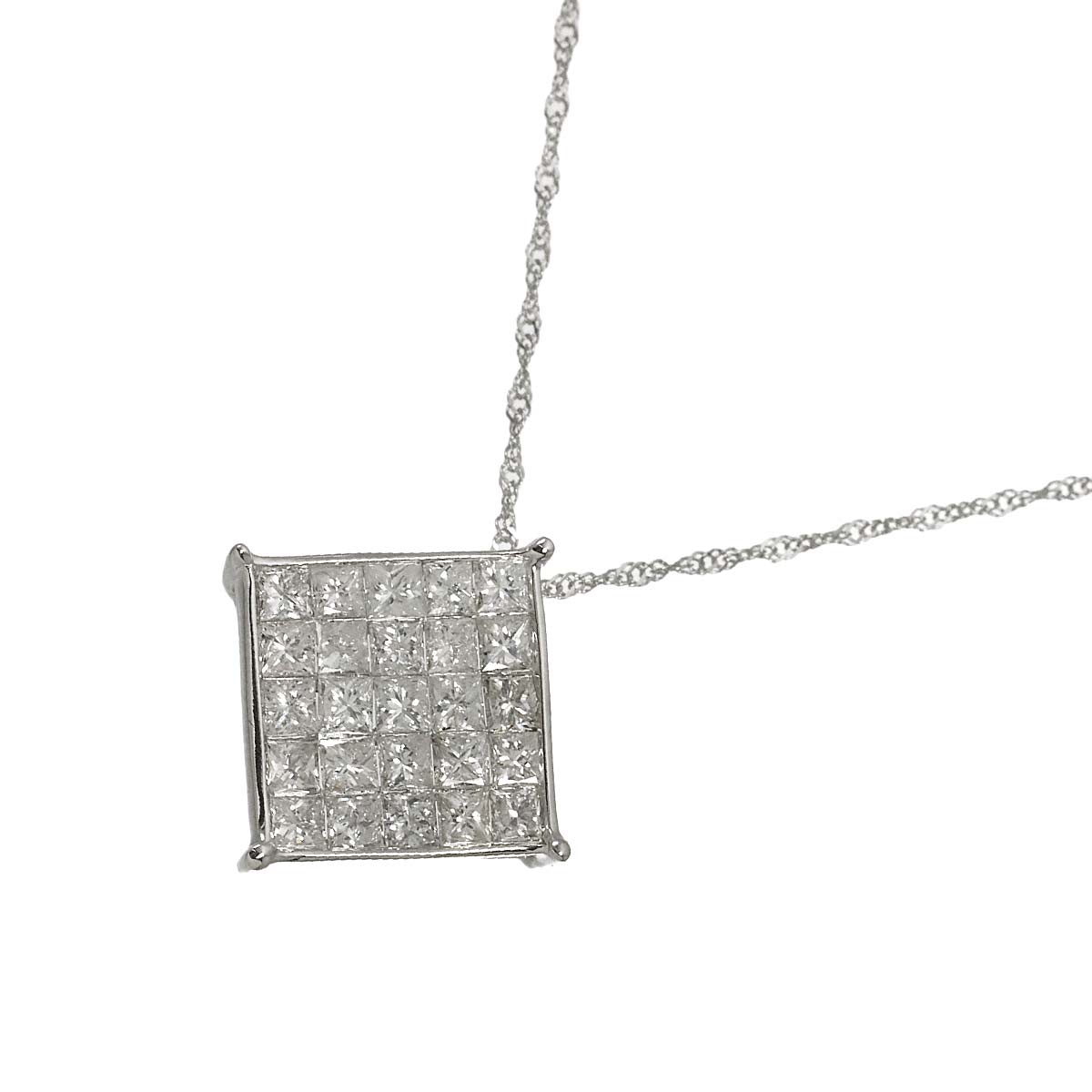 Diamond 1.00ct Necklace 18K WG White Gold 750
