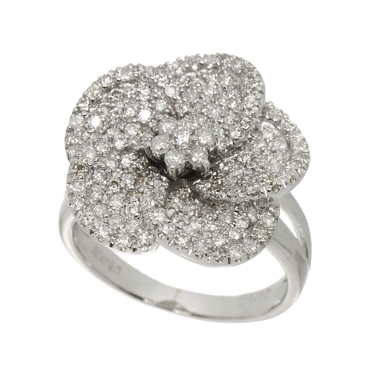 Diamond 1.10ct Ring 18K K18 WG White Gold size6.75-7.25(US)
