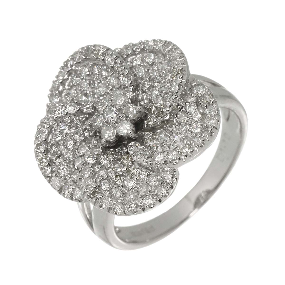 Diamond 1.10ct Ring 18K K18 WG White Gold size6.75-7.25(US)