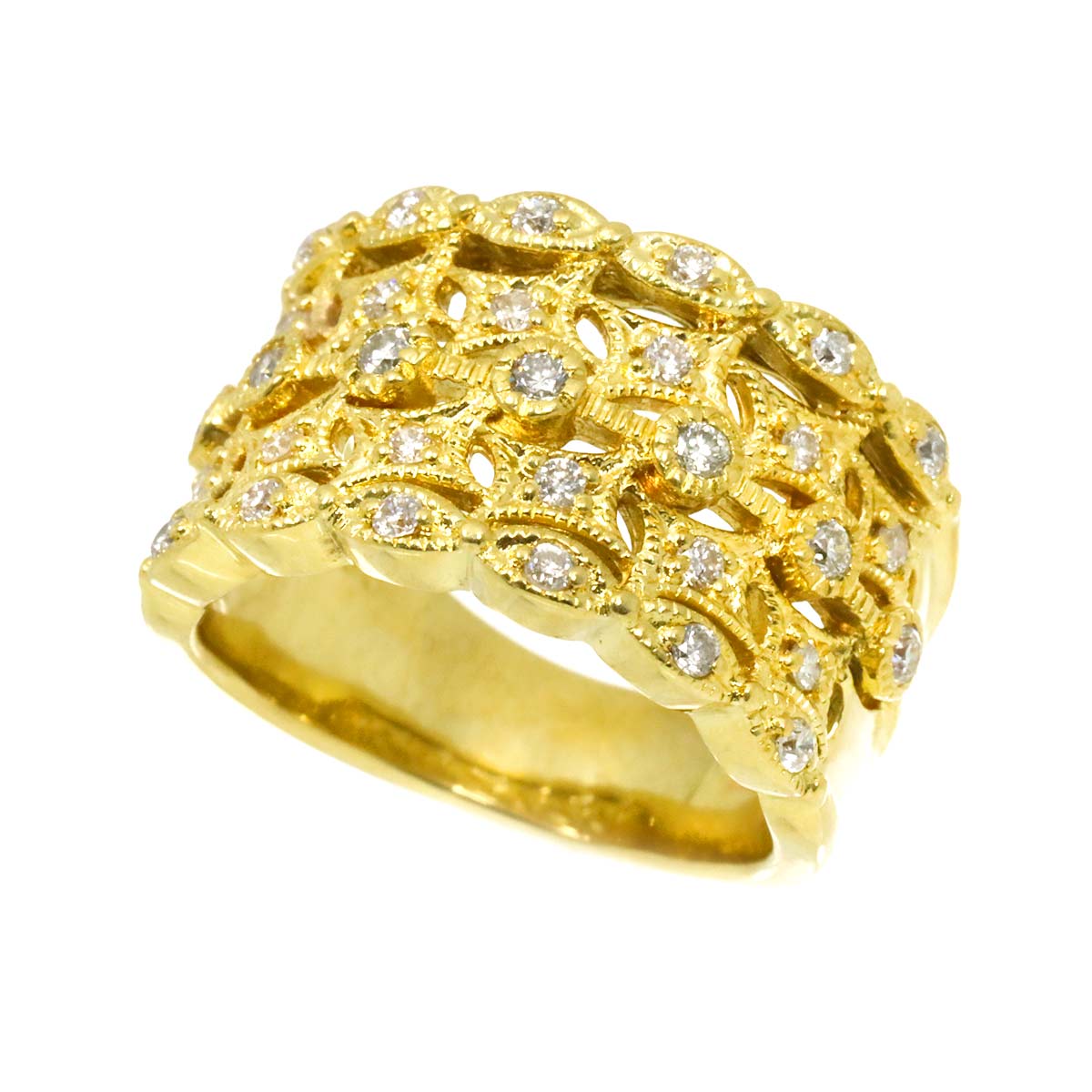 Diamond 0.50ct Ring 18K YG Yellow Gold 750 Size5.75-6(US)