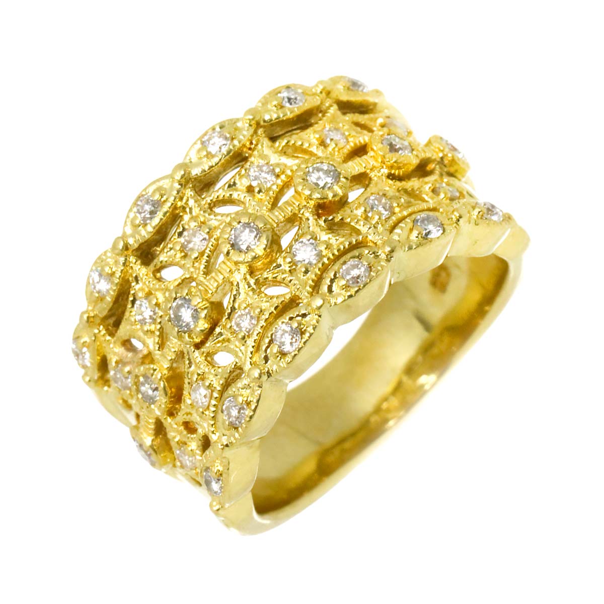 Diamond 0.50ct Ring 18K YG Yellow Gold 750 Size5.75-6(US)