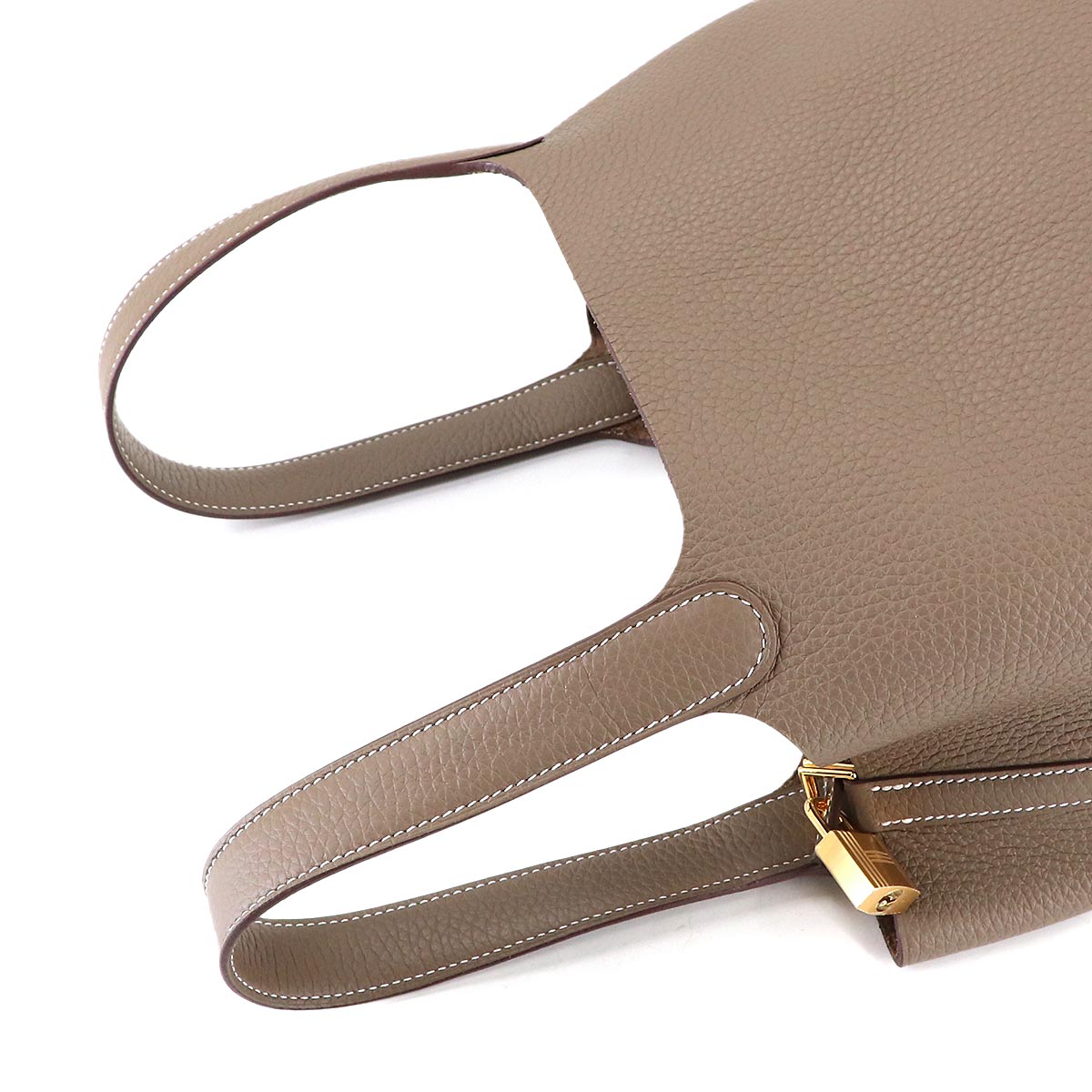 Picotin Lock MM Hand Bag Taurillon Clemence Etoupe Purse