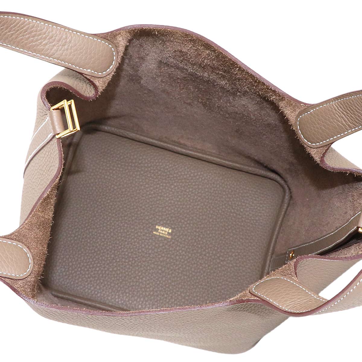 Picotin Lock MM Hand Bag Taurillon Clemence Etoupe Purse
