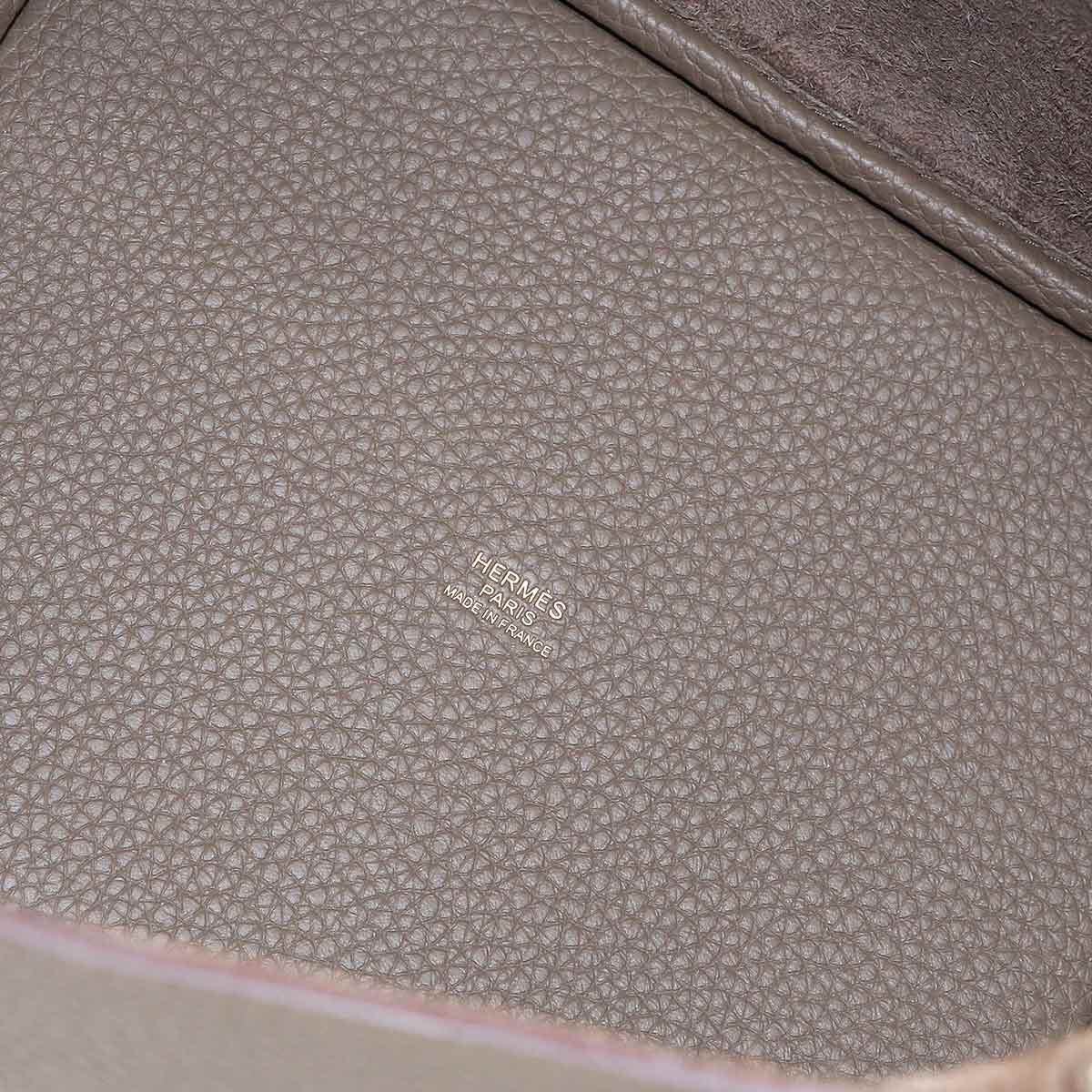 Picotin Lock MM Hand Bag Taurillon Clemence Etoupe Purse