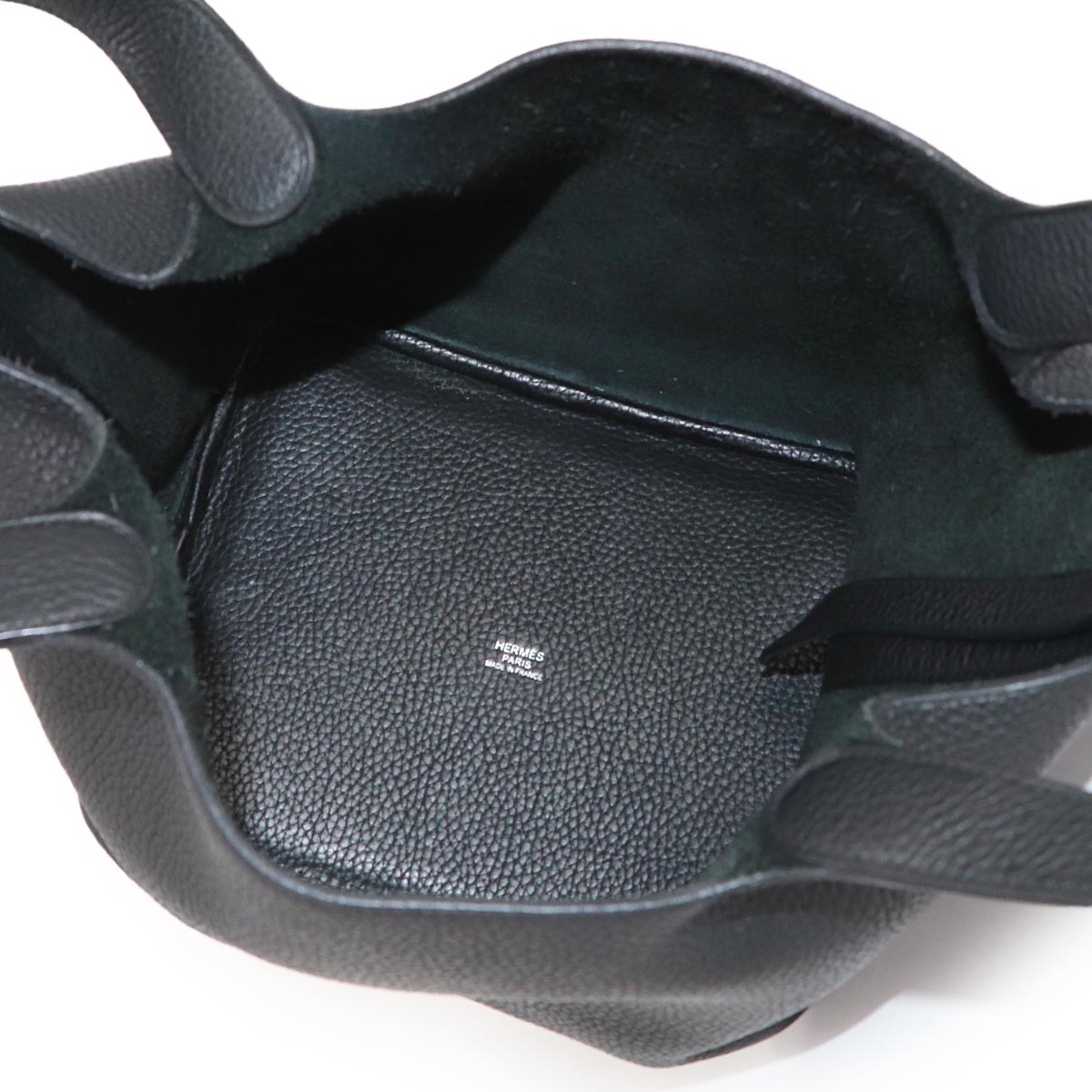 Picotin Lock MM Hand Bag Taurillon Clemence Black Purse