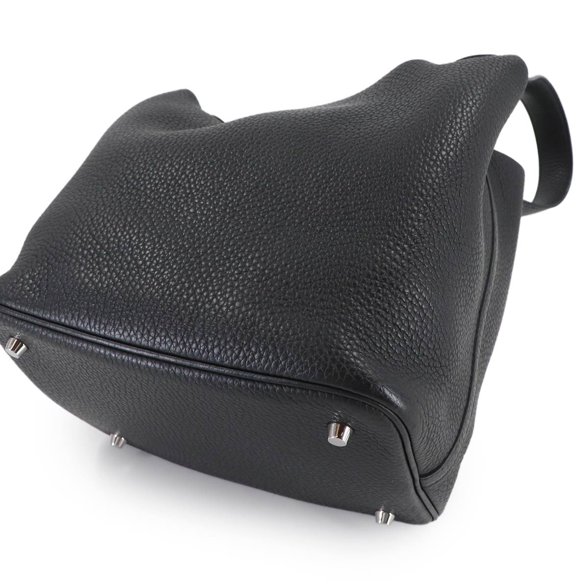 Picotin Lock MM Hand Bag Taurillon Clemence Black Purse