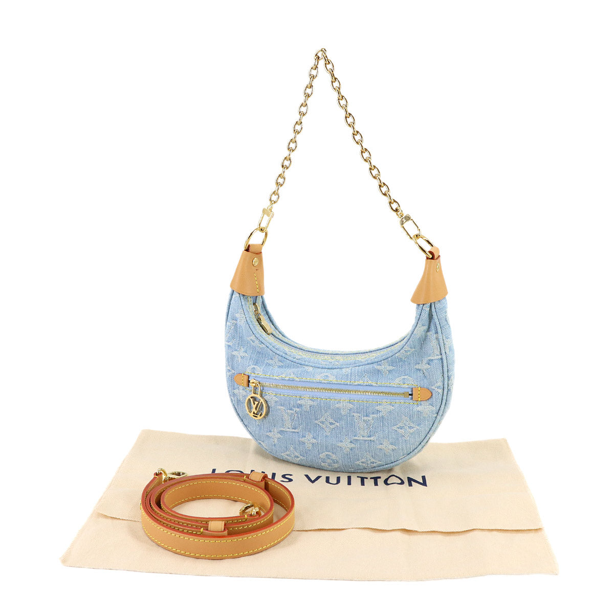 Monogram Denim Loop Hand Shoulder Bag Sky Blue M24846