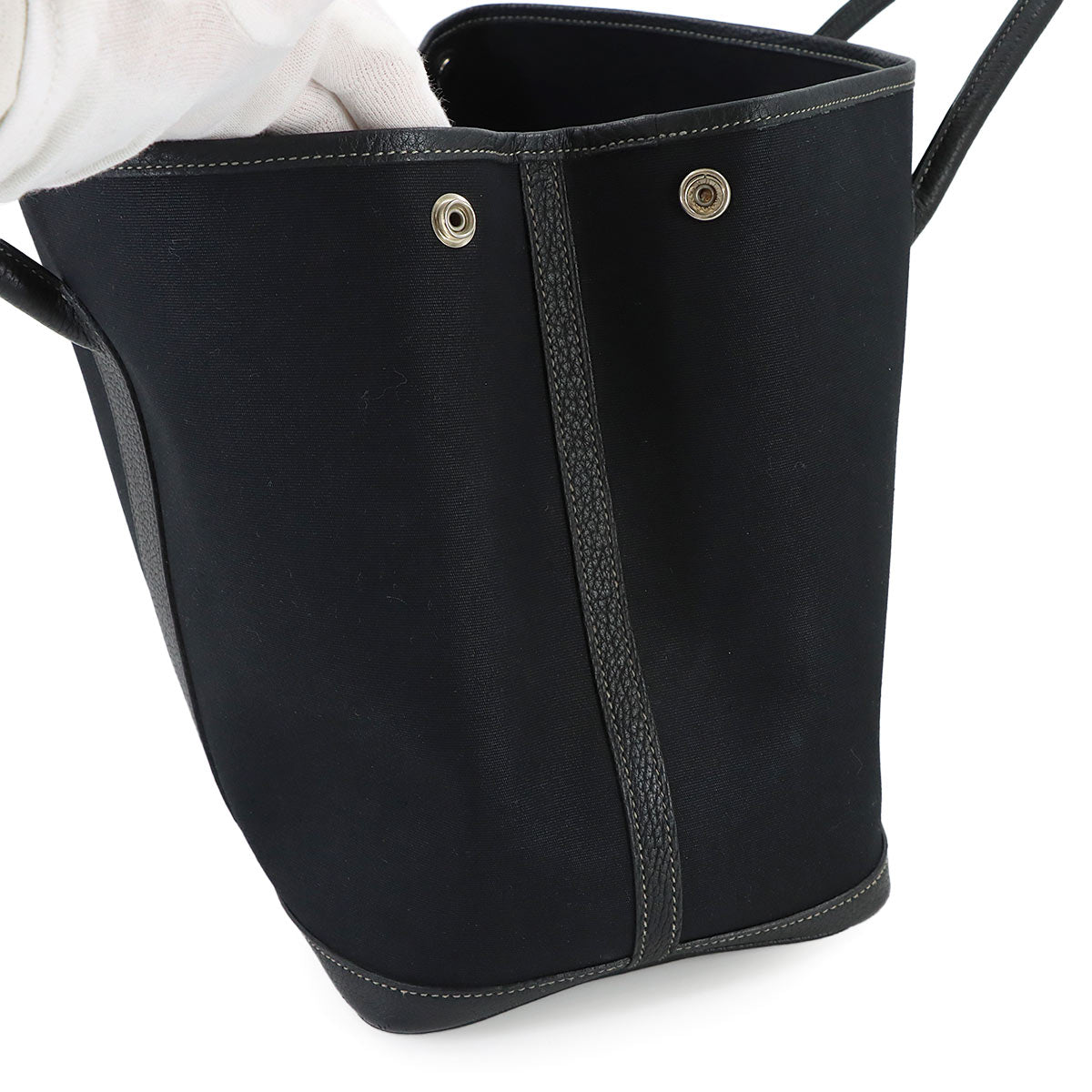 Garden Party PM Tote Bag Toile Officier Leather Black
