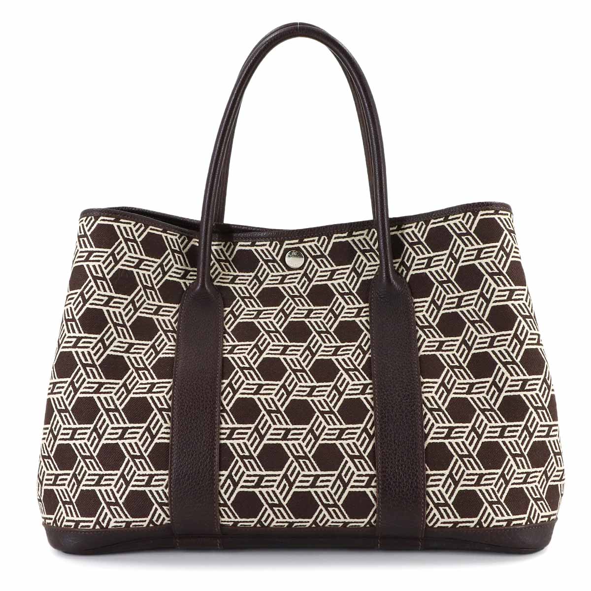 Garden Party PM Tote Bag Toile So H Leather Brown Beige