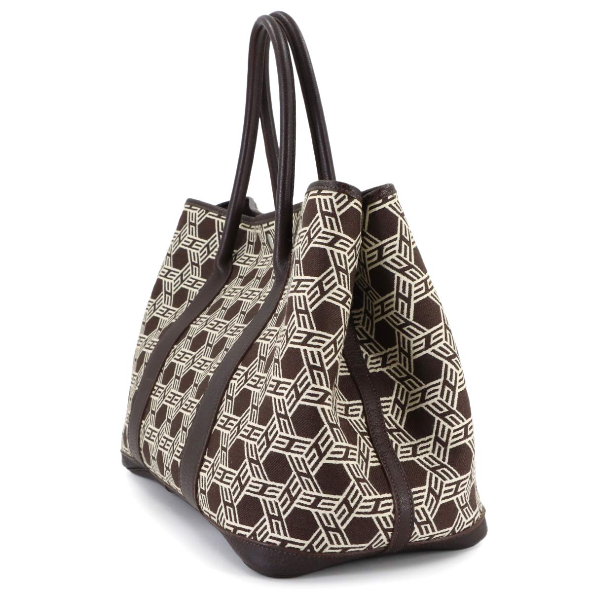 Garden Party PM Tote Bag Toile So H Leather Brown Beige