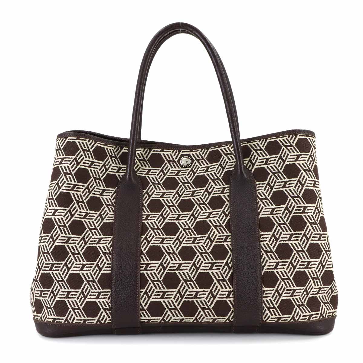 Garden Party PM Tote Bag Toile So H Leather Brown Beige