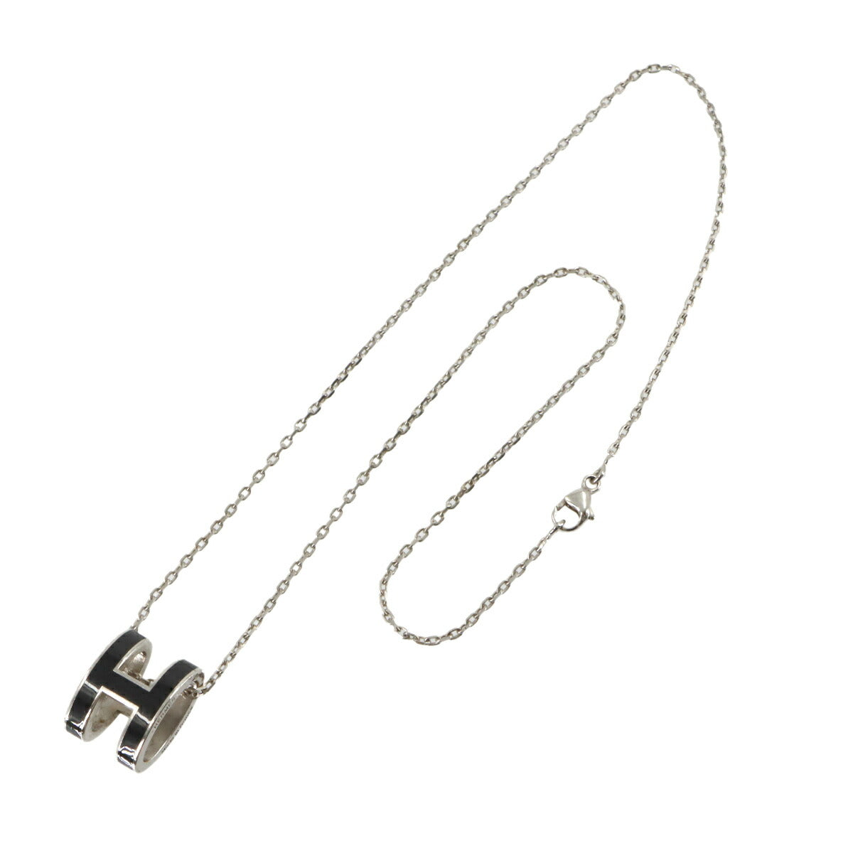 Pop H Chain Necklace Black Silver Accessory