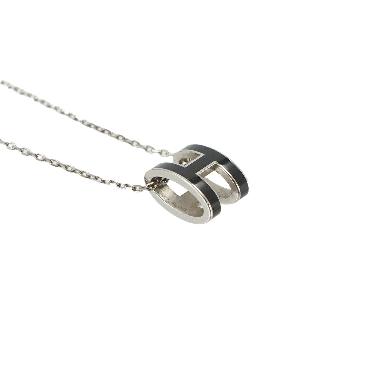 Pop H Chain Necklace Black Silver Accessory