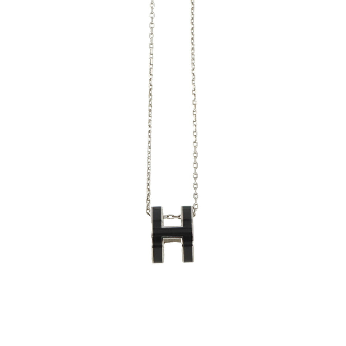 Pop H Chain Necklace Black Silver Accessory